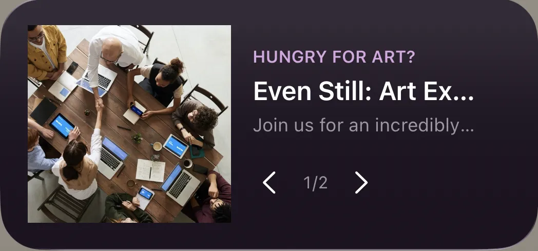 Your Library home-screen widget featuring an art promotion