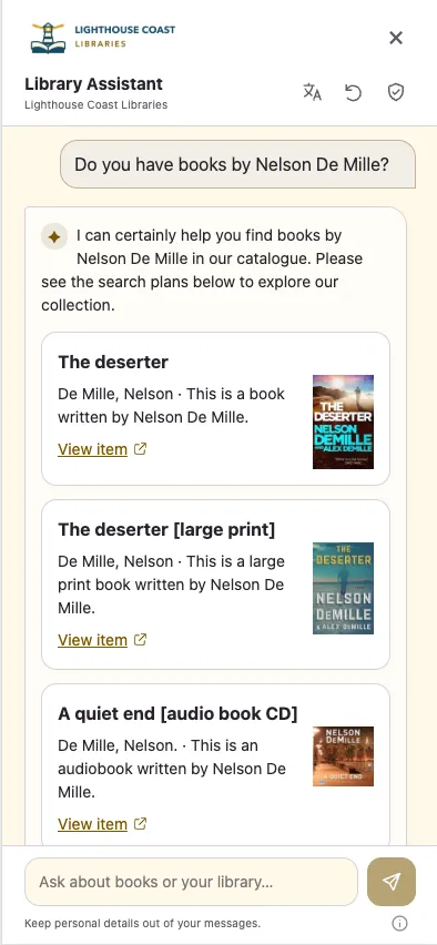 A question about Nelson DeMille answered with verified catalogue titles and book covers