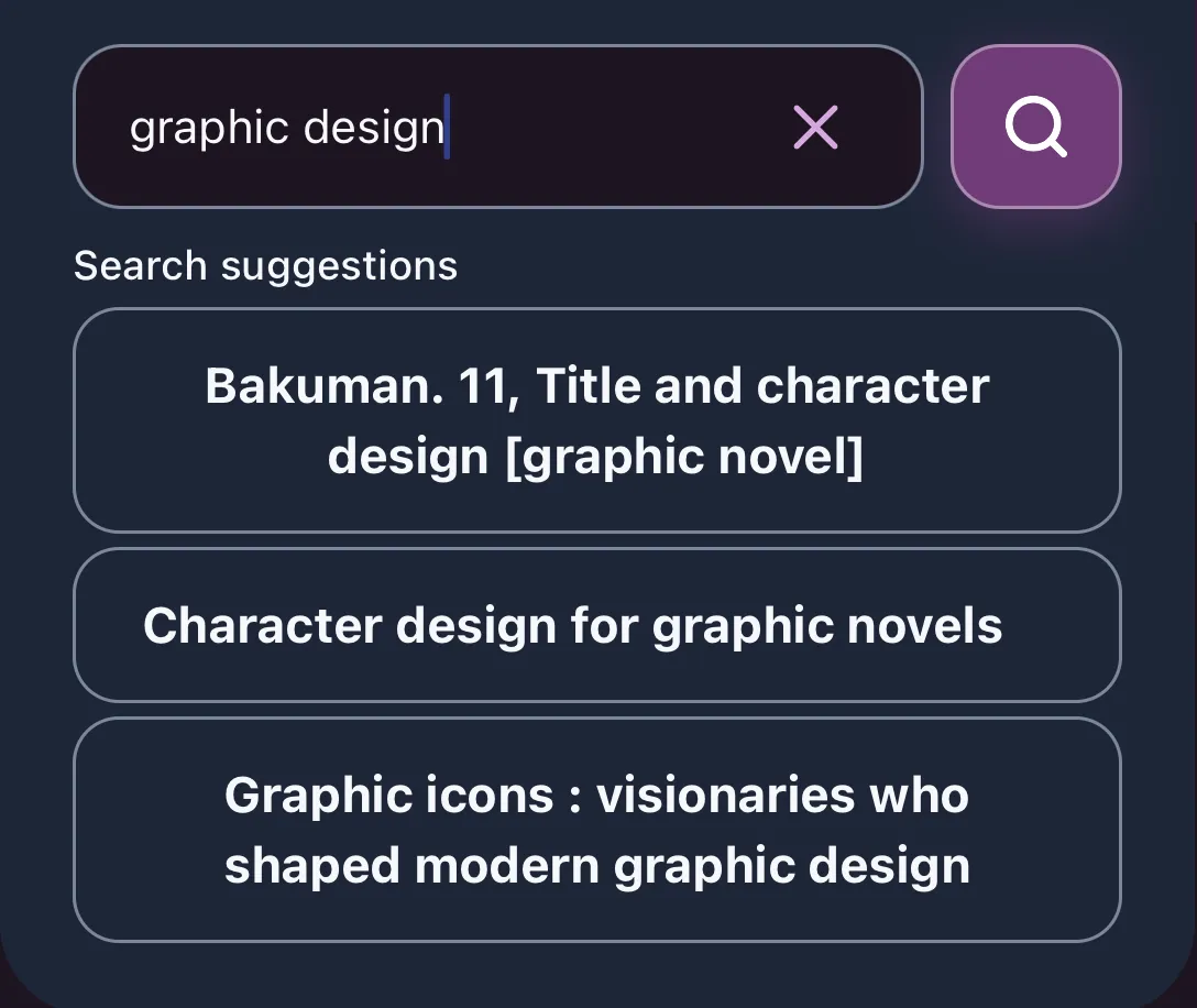 Catalogue search predictions for graphic design